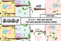 Cute Owls Digital Papers, scrapbooking backgrounds designs Product Image 1