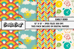 Early Bird Digital Papers, scrapbooking, backgrounds designs Product Image 1