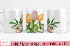 Watercolor Tulip Flowers Mug Wrap for Sublimation Product Image 2