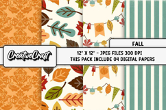 Autumn Fall Digital Paper, thanksgiving digital scrapbook Product Image 1