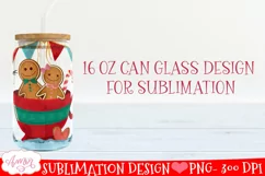 Christmas Gingerbread Man Can Glass Wrap PNG for Sublimation Product Image 2