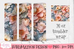 3D Floral Seamless Tumbler wrap for Sublimation PNG Product Image 1