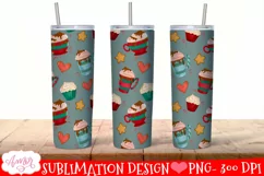 Hot cocoa and muffins tumbler wrap for sublimation Product Image 2