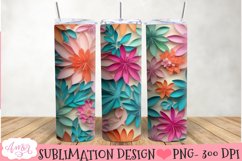 3D floral 20oz Tumbler Sublimation | Spring tumbler PNG Product Image 2
