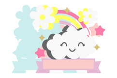 Clouds Baby Name Rainbow 3D SVG Product Image 3