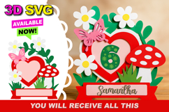 Mushrooms and flowers cake topper 3D SVG Product Image 1