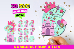 Princess Castle Numbers 3D SVG Product Image 1