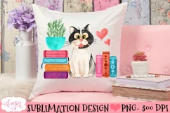 Cat and books sublimation design| Book lover PNG graphic Product Image 2