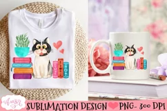 Cat and books sublimation design| Book lover PNG graphic Product Image 3
