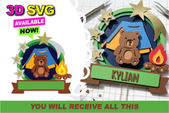 Cute Bear Camping 3D Shaker SVG Product Image 1