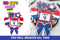 Fourth of july topper 3D SVG Product Image 1