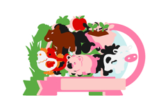 Farm Pink cake topper 3D SVG Product Image 3