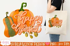 Fall pumpkin PNG for Sublimation |Happy Harvest PNG Product Image 2