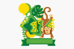 Cute Monkey Cake Topper 3D SVG Product Image 3