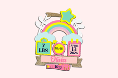 Rainbow Birth Stats announcement signs 3D SVG Product Image 4