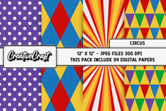Circus Digital Papers, carnival digital scrapbooking designs Product Image 1