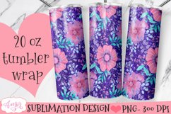 Flowers and glitter 20oz tumbler wrap sublimation PNG Product Image 3