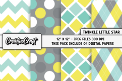 Twinkle Little Star Digital Paper, night illustration design Product Image 1