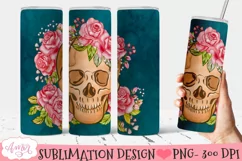Floral Skull Tumbler wrap PNG for Sublimation for 20oz Product Image 3
