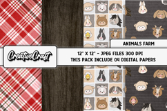 Animals Farm Digital Papers, scrapbook backgrounds designs Product Image 1