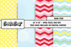 Rain Time Digital Papers, scrapbooking backgrounds designs Product Image 1