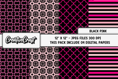 Black Pink Digital Papers, scrapbooking backgrounds designs Product Image 1