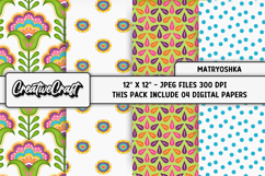 Matryoshka Digital Papers, scrapbooking backgrounds designs Product Image 1