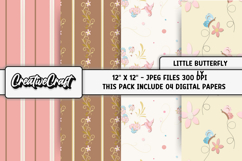 Little Butterfly Digital Papers, scrapbook background design Product Image 1