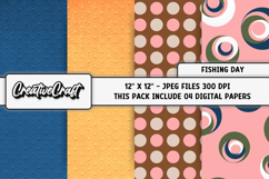 Fishing Day Digital Papers, scrapbooking backgrounds designs Product Image 1