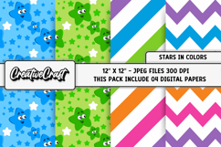 Colors Stars Digital Papers, scrapbook background designs Product Image 1