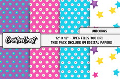 Unicorns Digital Papers, scrapbooking backgrounds designs Product Image 1