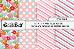 Little Owls Digital Papers, scrapbooking backgrounds designs Product Image 1