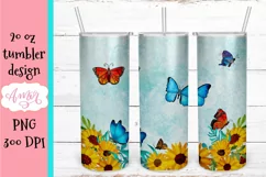 Flowers and butterflies tumbler wrap for sublimation Product Image 3