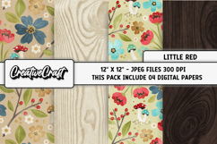 Little Red Digital Papers, scrapbooking backgrounds designs Product Image 1