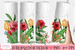 Watercolor Floral garden Tumbler template for sublimation Product Image 2