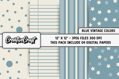 Blue Vintage Digital Papers, scrapbook backgrounds designs Product Image 1