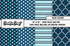 Blue Colors Digital Papers, scrapbooking backgrounds designs Product Image 1