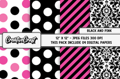 Black Pink Digital Papers, scrapbooking backgrounds designs Product Image 1