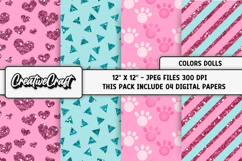 Colors Dolls Digital Papers, scrapbook backgrounds designs Product Image 1
