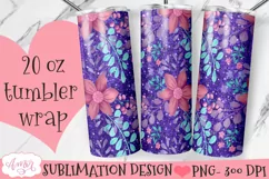 Flowers and glitter 20oz tumbler wrap sublimation PNG Product Image 3