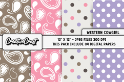 Sheriff Cowgirl Digital Paper, scrapbook background designs Product Image 1