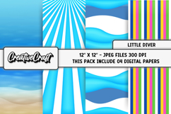 Little Diver Digital Papers, scrapbook backgrounds designs Product Image 1