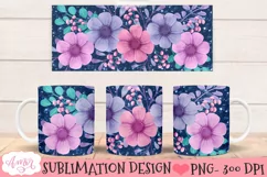 Floral Mug wrap PNG for Sublimation 11oz and 15 Product Image 2