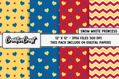 Snow white Princess Digital Paper, princess illustration Product Image 1