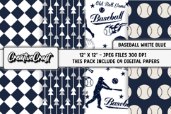 Baseball Sport Digital Papers, background designs, scrapbook Product Image 1