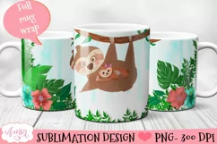 Sloth Mom Mug Wrap PNG| Cute Animal Mug Templates Product Image 1