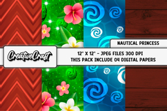 Nautical Princess Digital Papers, scrapbooking backgrounds Product Image 1