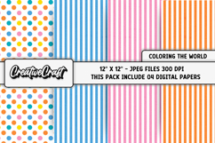 Coloring the World Digital Papers, scrapbooking backgrounds Product Image 1