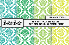 Colors Damask Digital Papers, scrapbook backgrounds designs Product Image 1
