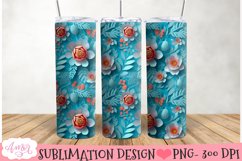 3D floral tumbler wrap sublimation, spring tumbler PNG Product Image 2